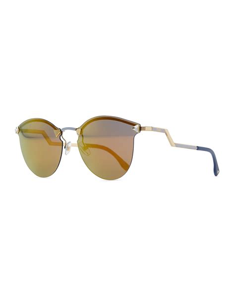 fendi 49mm rounded sunglasses|fendi rimless sunglasses.